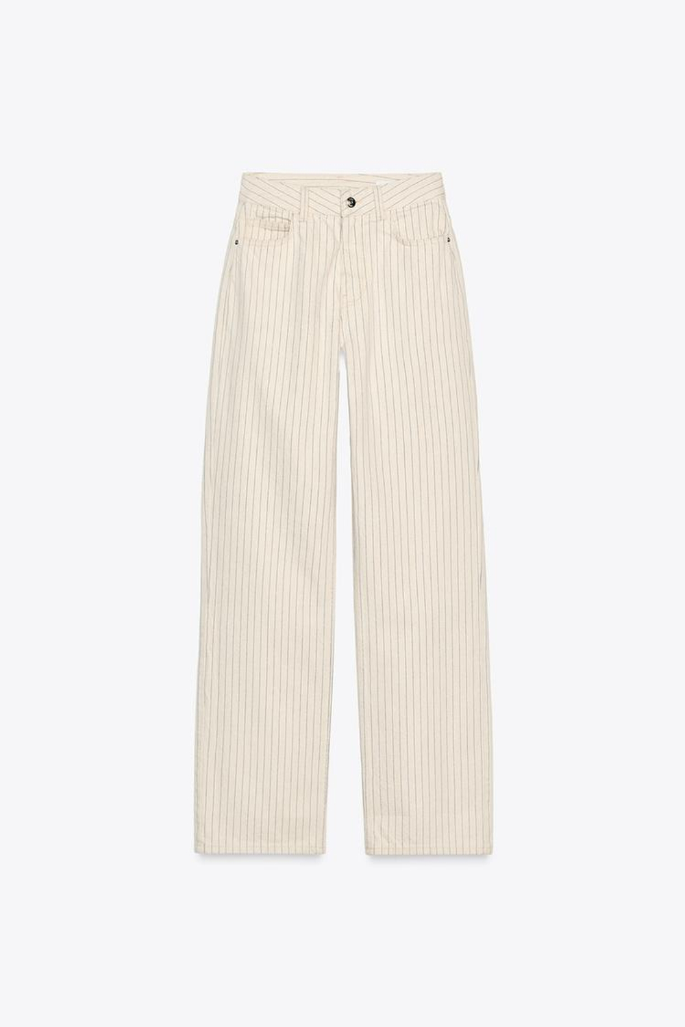 ZARA ДЖИНСЫ Z1975 STRAIGHT-LEG FULL LENGTH В ПОЛОСКУ С ВЫСОКОЙ ПОСАДКОЙ, ЭКРЮ