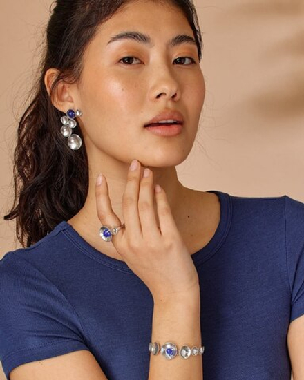 Серьги ORI TAO, Jimili, с лазуритом, OT24.2-12-32060 (серебристый)