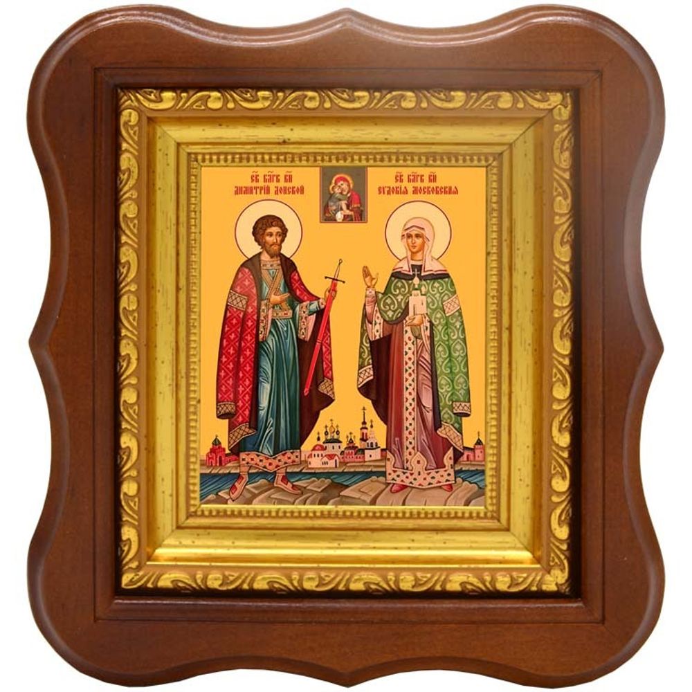 Дмитрий Донской и Евдокия Московская. Икона на холсте.