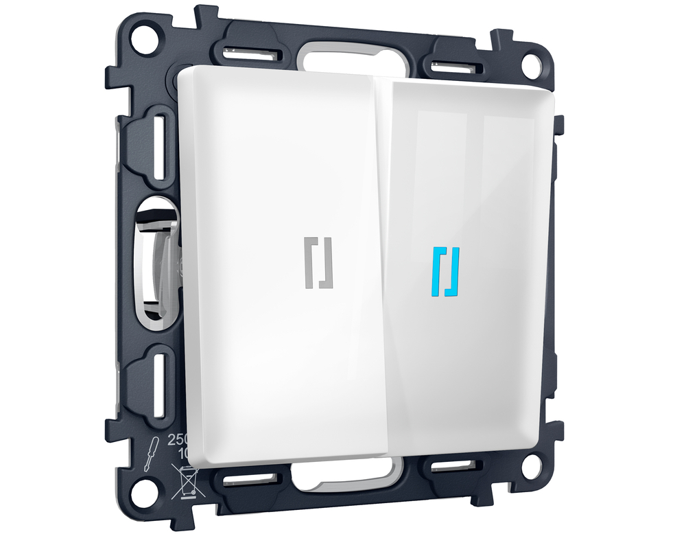 MA104020 Комплект механизма 2-кл выключателя с подсветкой 10000K ALFA Белый глянец QUANT (AP1040, VM115, G17B)