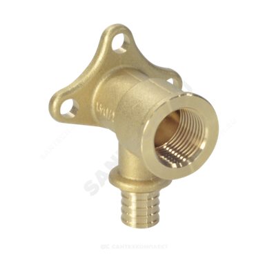 Водорозетка для PE-X труб аксиальная латунь Дн 16х1/2" ВР с фланцем РОС