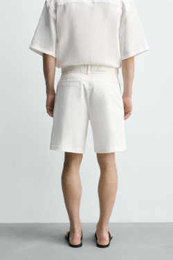 ZARA ШОРТЫ RELAXED FIT СО СКЛАДКАМИ, ЭКРЮ