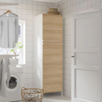 Высокая тумба для ванной - ENHET  IKEA/ЭНХЕТ ИКЕА, 60x62x210 см, белый/бежевый