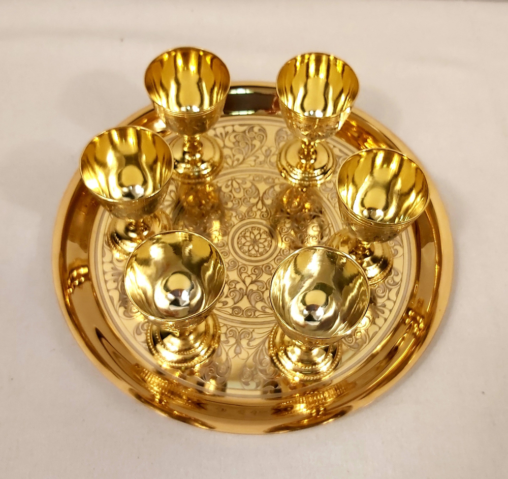 Набор рюмок с блюдцем на 6 персон Златоуст