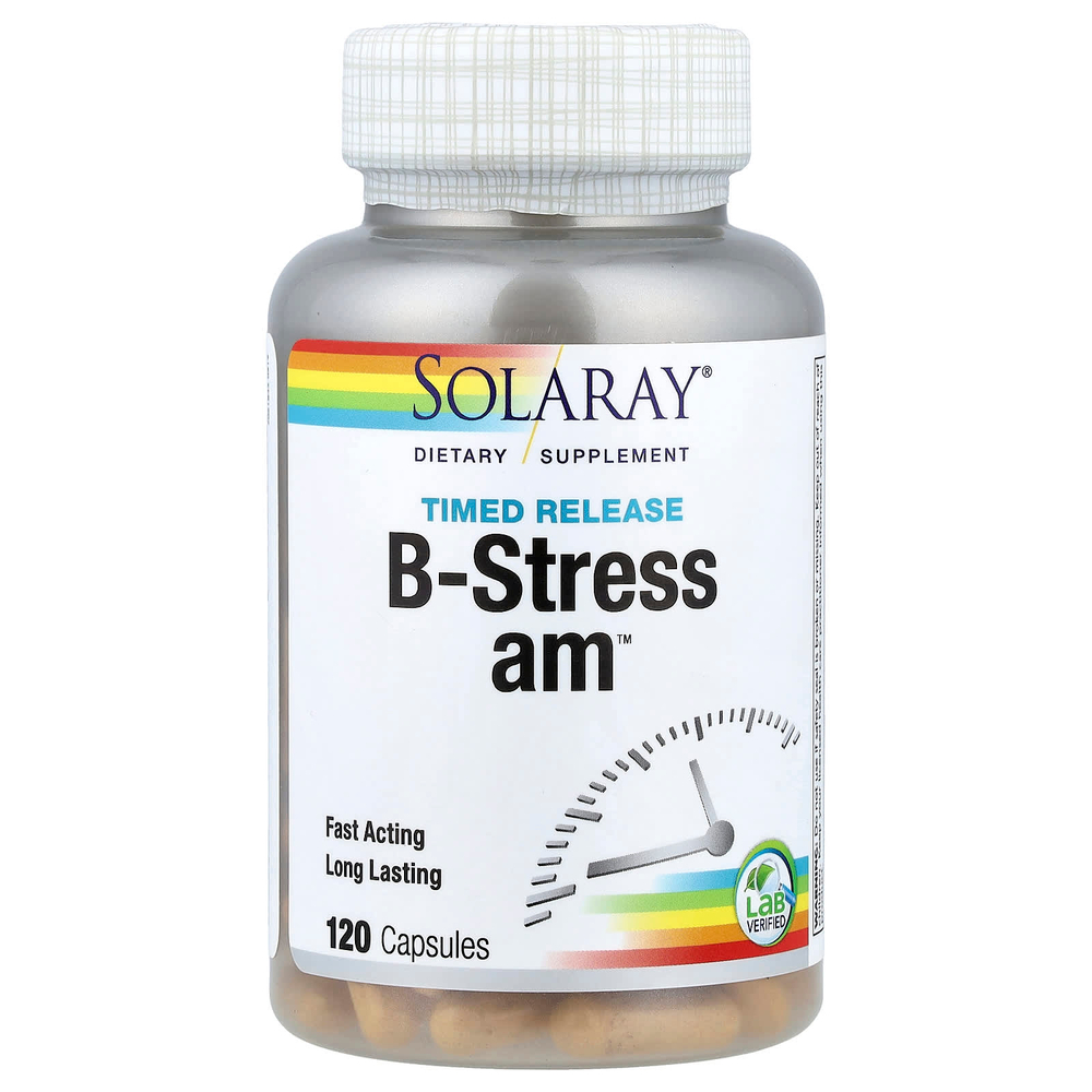 Solaray, B-Stress AM™, замедленное высвобождение, 120 капсул