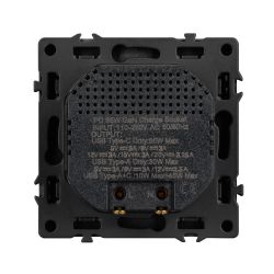 Механизм розетки с быстрой USB зарядкой SCT-NOBE-MUAC-SFPL-FC-GR (65W, QC3) (Arlight, Серый базальт) 054319