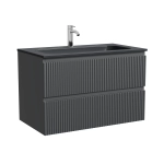 Тумба подвесная SANCOS Сноб Р (Snob R) 790х445х500, c двумя ящиками оснащенными доводчиками, темный антрацит матовый, арт.SNR80MDH