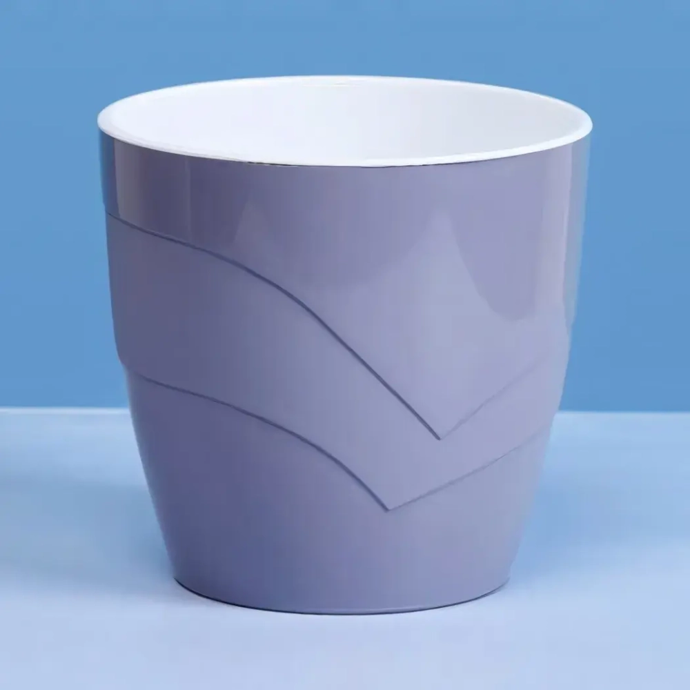 Кашпо для цветов пластиковое 4,5л d-20см «Грация» со вставкой серый шёлк