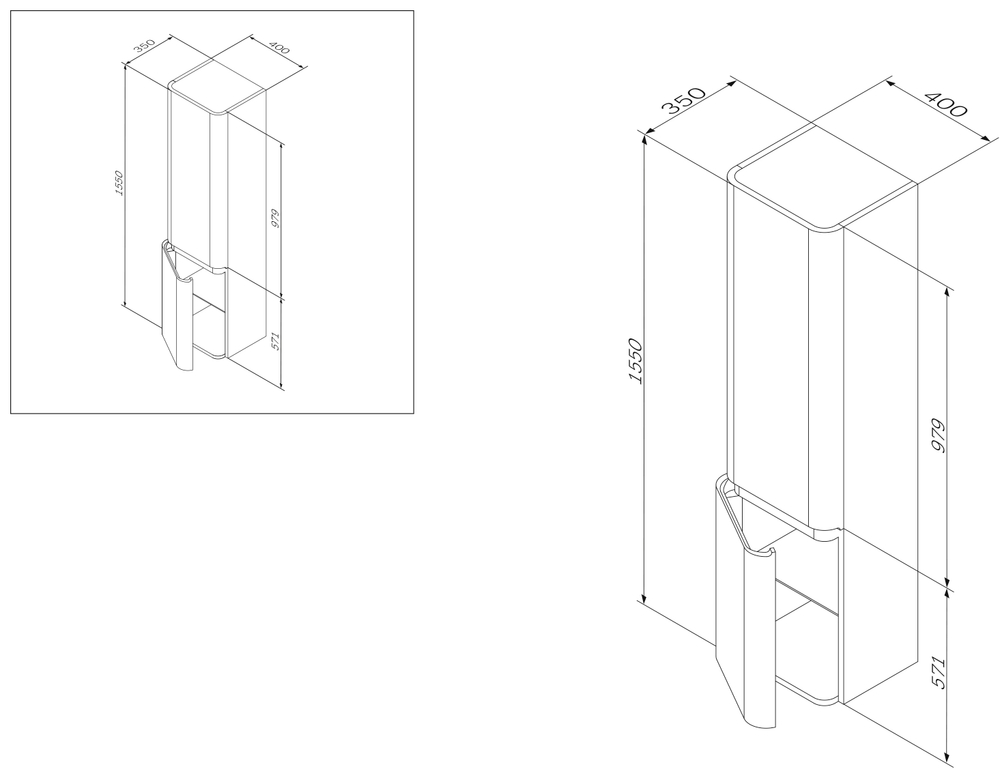 Шкаф-колонна подвесной AM.PM Sensation M30CHL0406WG