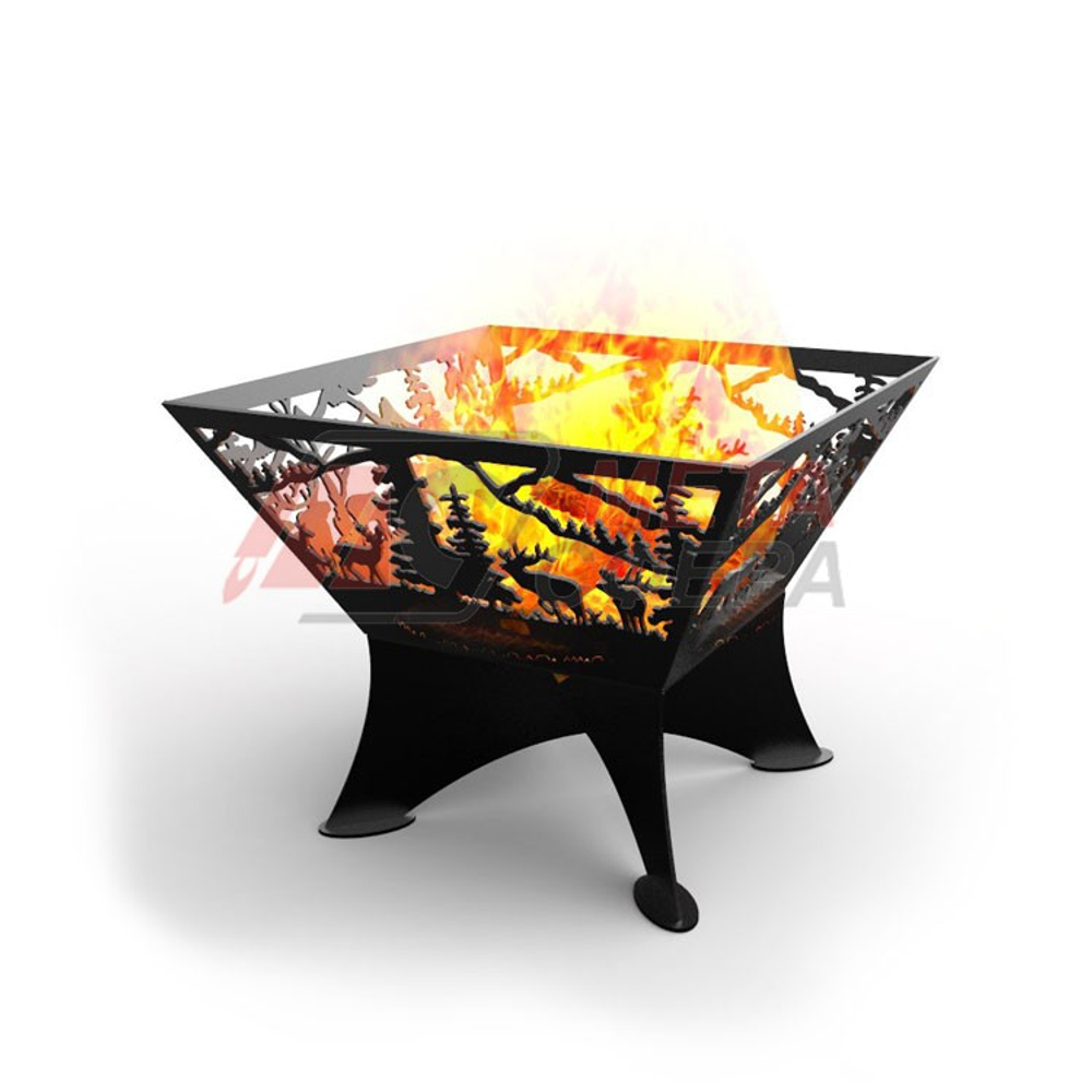 Чаша костровая Закат в горах квадрат