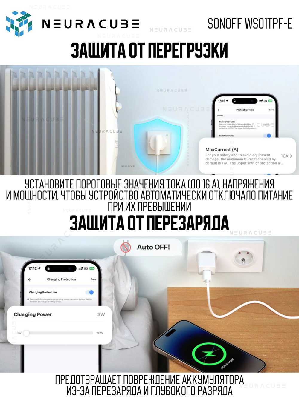 Маtter (Wifi) Розетка SONOFF WS01TPF-E Max16A (Работает с Алисой)