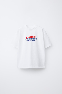 ZARA ФУТБОЛКА С НАДПИСЬЮ, БЕЛЫЙ