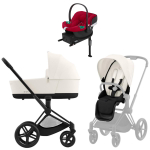 Коляска Cybex Priam IV Matt Black complete Aton B2 Dynamic Red Base One 4 в 1 Off White
