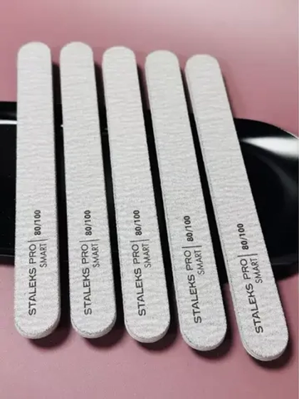 Пилка прямая минеральная для ногтей  80/100 грит (5шт.)