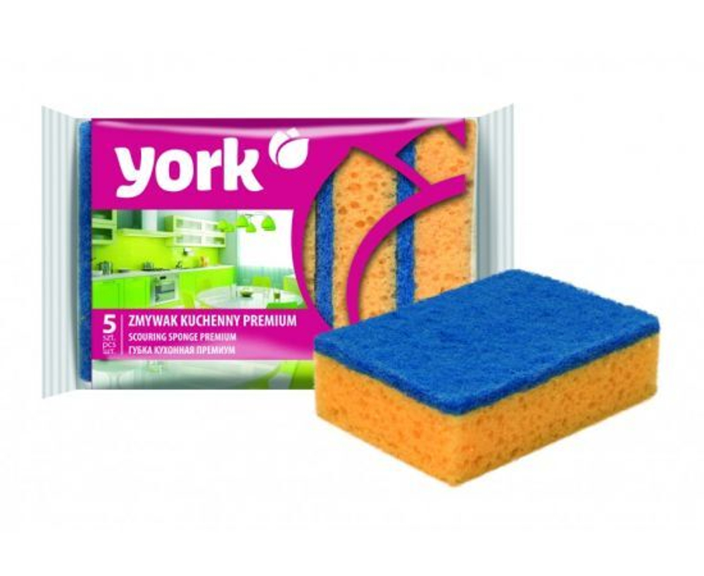 Губки для посуды OfficeClean, крупнопористый поролон с абразивным слоем, 100*70*30мм, 5шт.