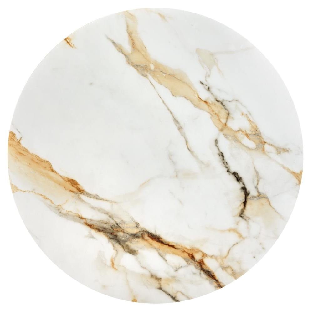 Стол Aura D110, керамогранит Calacatte gold мрамор, чёрный