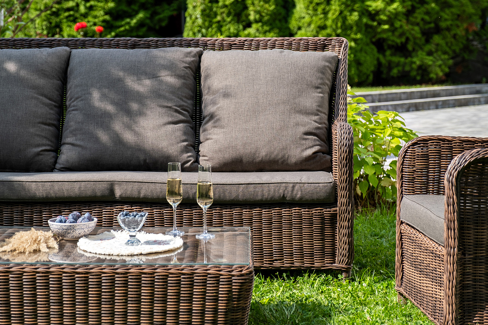 "Гляссе" лаунж-зона из искусственного ротанга, цвет коричневый