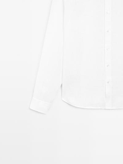 Massimo Dutti Рубашка из 100% льна, стандартного кроя, белый