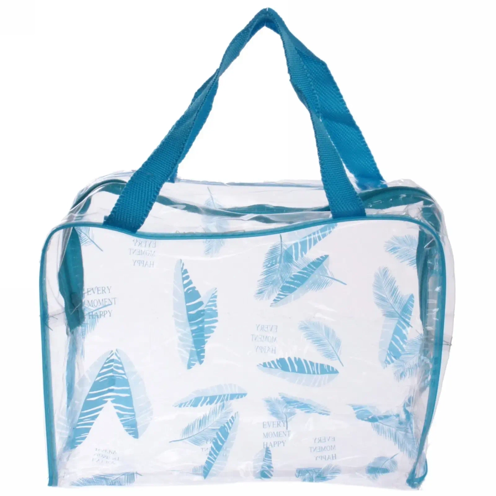 Косметичка прозрачная «Adventure - Feathers», перышки, цвет синий, 16*24*9