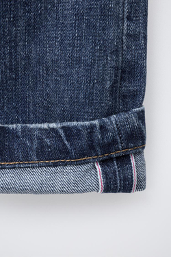 ZARA ДЖИНСЫ LOOSE FIT С ОТВОРОТАМИ SELVEDGE, СИНИЙ