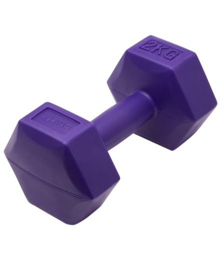 Гантель гексагональная DB-305 2 кг, пластиковый, фиолетовый, пара
