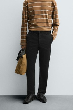 ZARA БРЮКИ ЧИНОС SLIM FIT, ЧЕРНЫЙ
