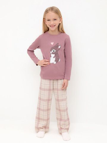 пижама  для девочки  К 1623/морозная вишня,текстильная клетка