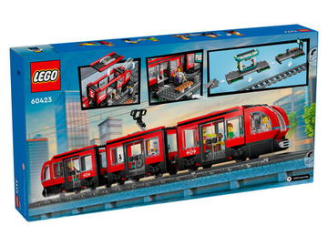 Конструктор Лего Сити Трамвай и остановка в центре города | LEGO City Tram & City Stop 60423 — 811 деталей (7+)
