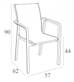 Кресло пластиковое Siesta Contract Pacific, темно-серый, черный