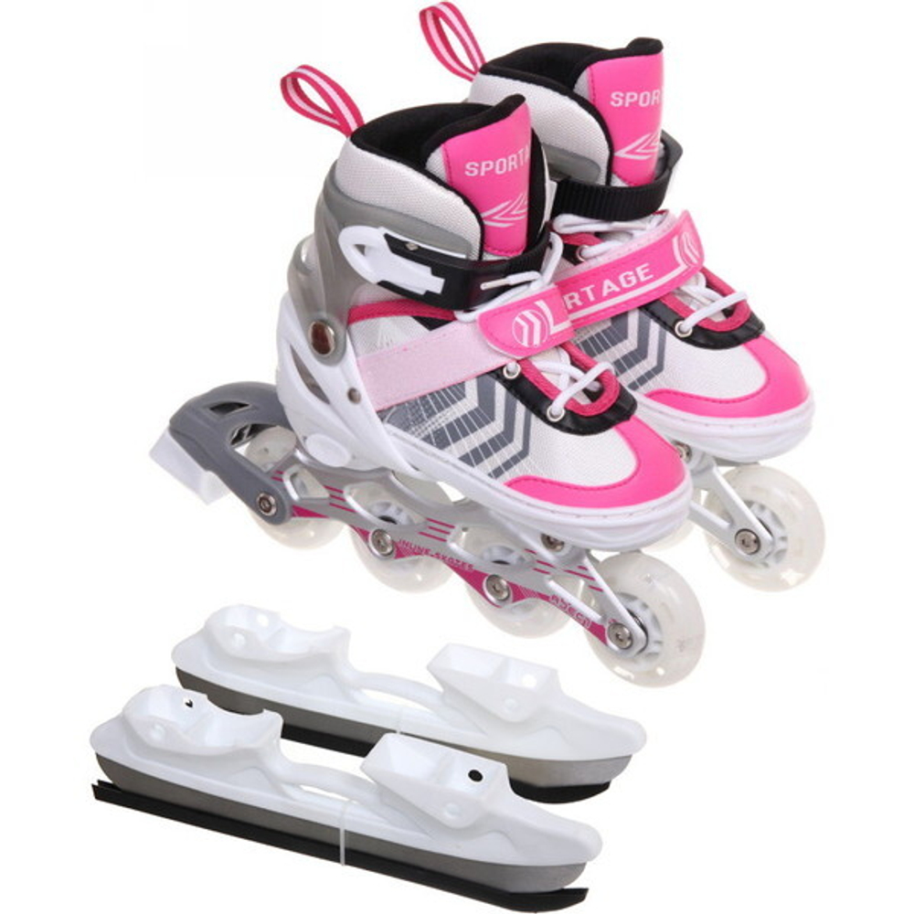 Коньки раздвижные, роликовые с ледовым блоком Sportage Flash R213 (pазмер 34-38)