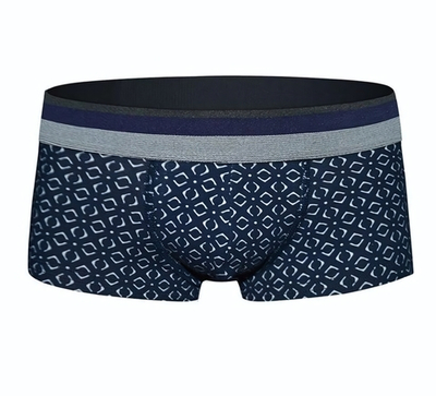 Темно-синие хлопковые трусы-хипсы с геометрическим принтом (Размер: L) (Цвет: темно-синий)