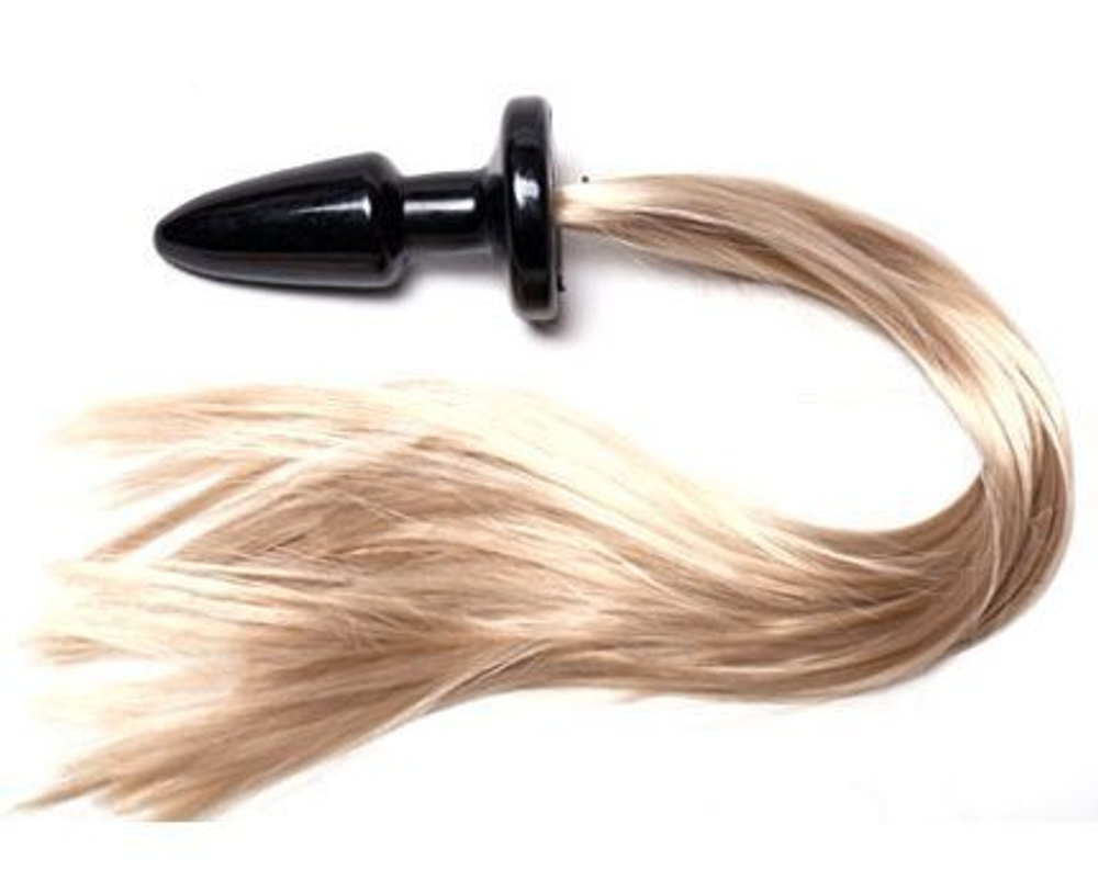 Пробка с длинным хвостом Блонди - 11 см. (Цвет: бежевый)