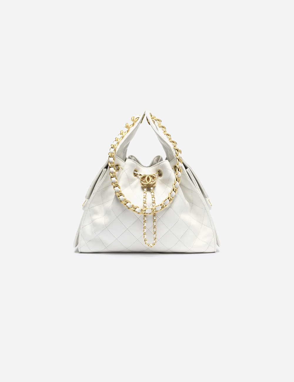 Сумка Chanel 25 Small Handbag Grained Calfskin & Gold-Tone Metal "White"