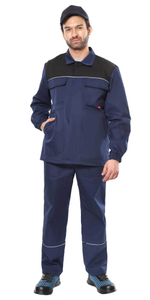 Костюм СИРИУС-МАСТЕР куртка длинная, брюки, синий с черным