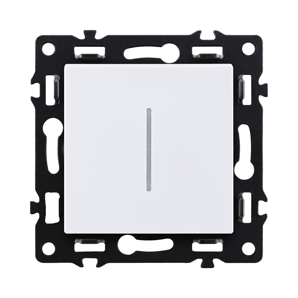 Выключатель 1-клавишный 10А/250В с LED подсветкой, белый Kollinger Asthetik AS-007WH