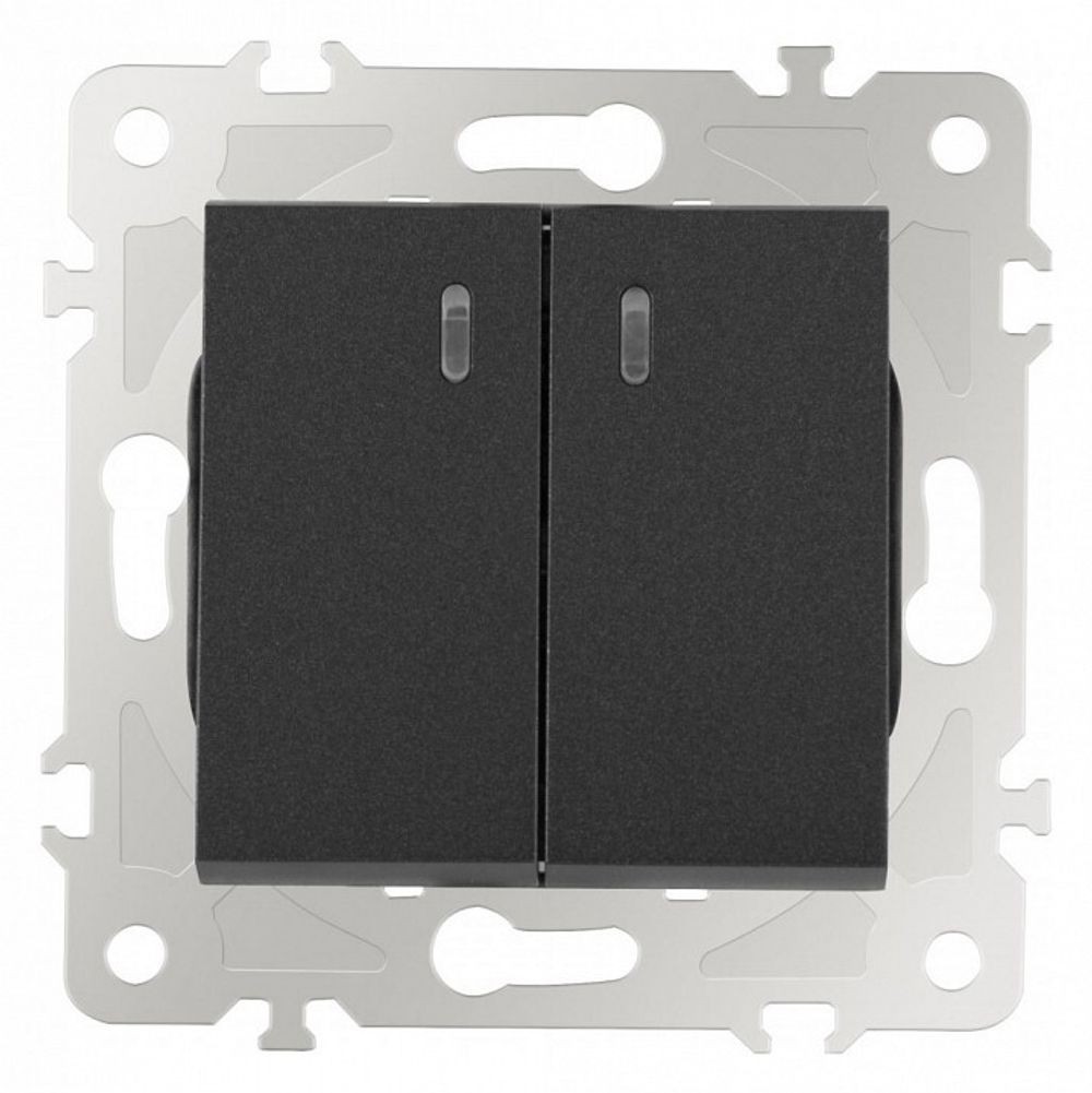 Выключатель двухклавишный с подсветкой без рамки Arte Milano 203 203.31-2.black