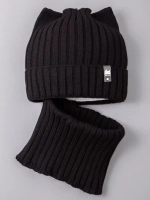 Шапка для девочки осенняя c ушками и снуд