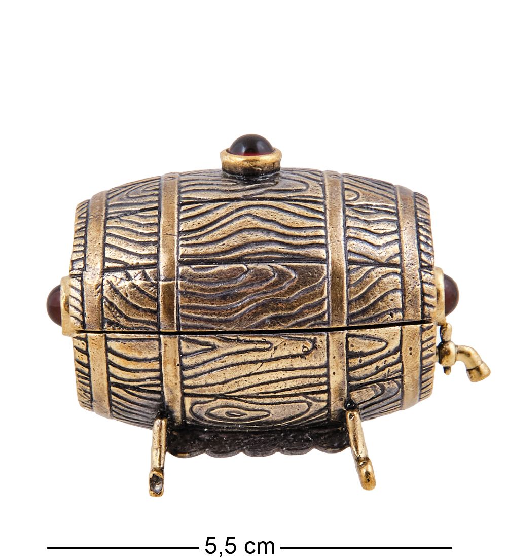 Народные промыслы AM-3769 Шкатулка «Бочка Винокура» (латунь, янтарь)