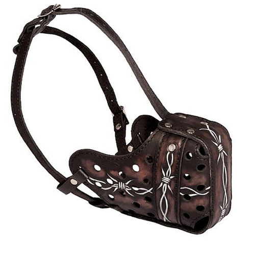 НАМОРДНИК КОЖАНЫЙ УДАРНЫЙ С РИСУНКОМ размер №3 (М78) Артикул: Н-239