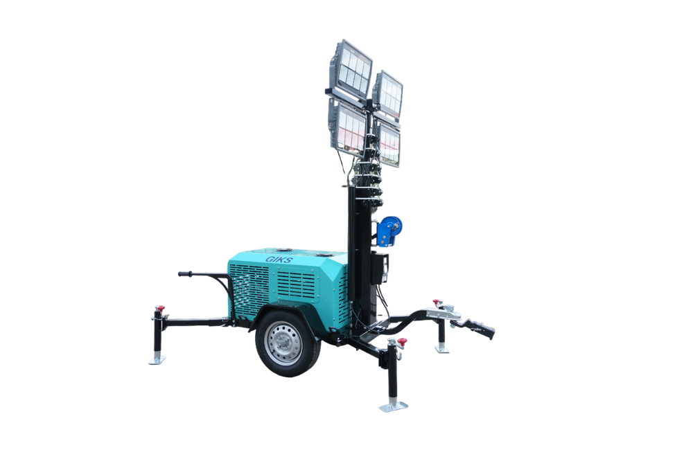 Осветительная вышка GIKS LTD-7000 дизельная - [мачта 7 м / 4х400 Вт / 4.5 кВт] светодиодная, передвижная