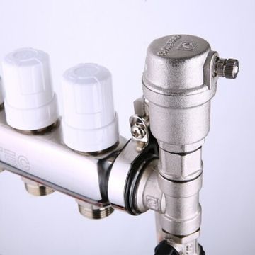 Коллекторный блок Valtec 1"x3/4" 6 выходов с расходомерами (нерж. сталь) VTc.589.EMNX.0606