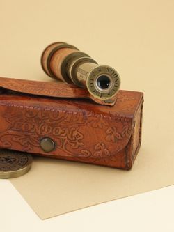 Nautical Подзорная труба в кожаном футляре