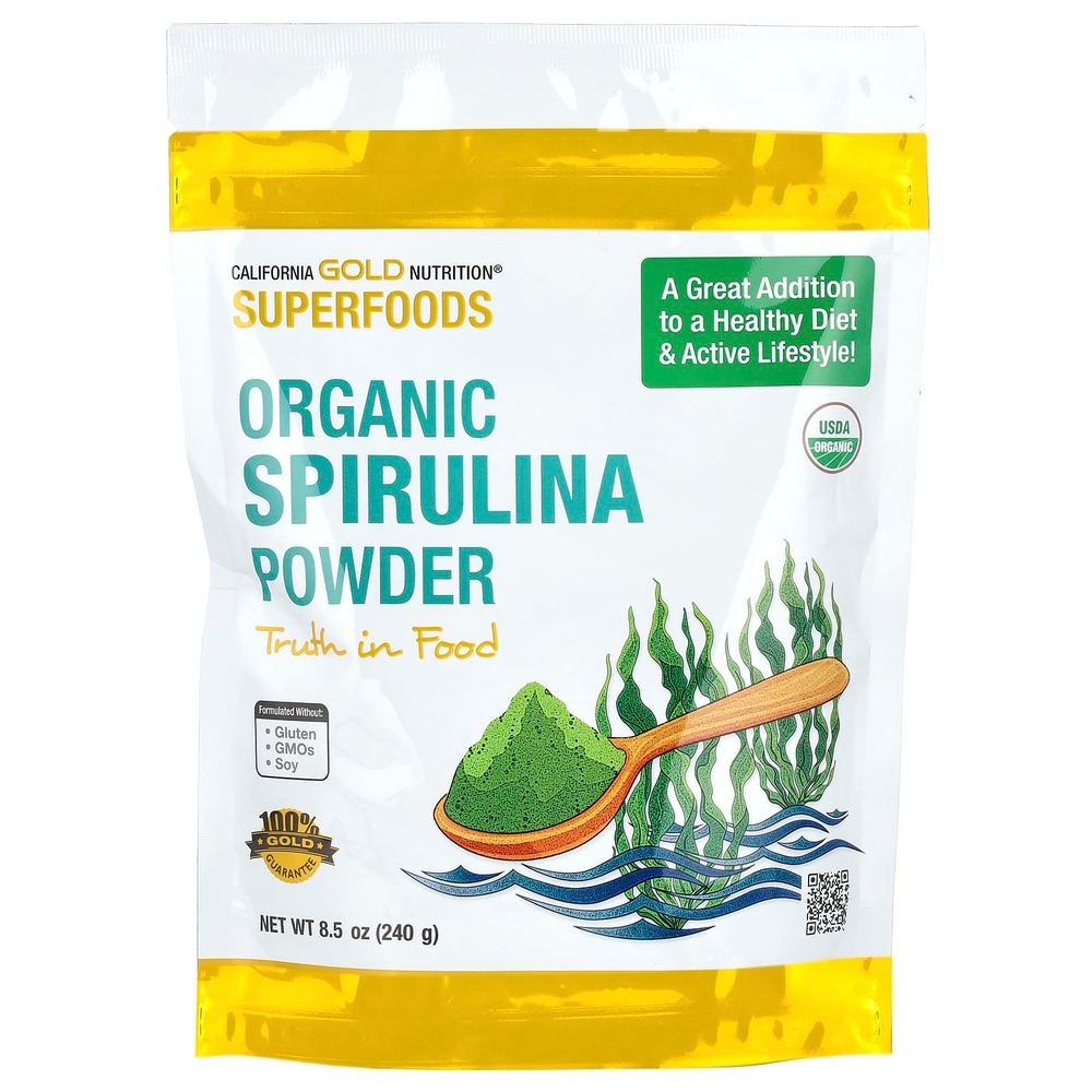 California Gold Nutrition, Superfoods, органический порошок спирулины, 240 г (8,5 унции)
