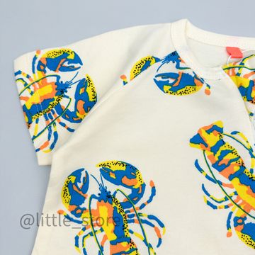 Комбинезон из футера(тонкого) Moi Noi, Лобстеры на бежевом