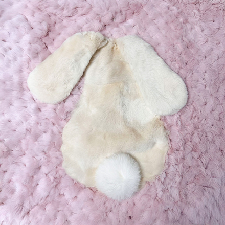 "Вязаный" детский плед из натурального меха рекс "Зайчик" 120х80 см (розовый)