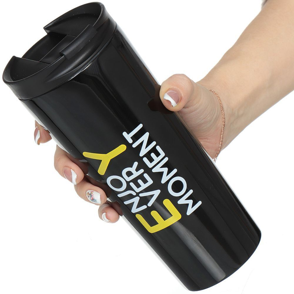 Термокружка нерж, 0.45 л, Daniks, чер, SL-NT014E-BLK-logo1