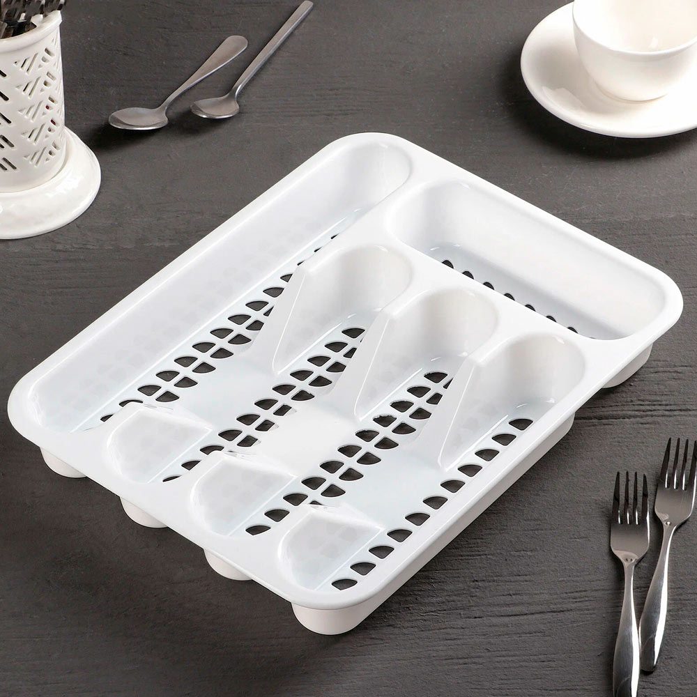 Лоток-вкладыш для столовых приборов сетчатый, белый