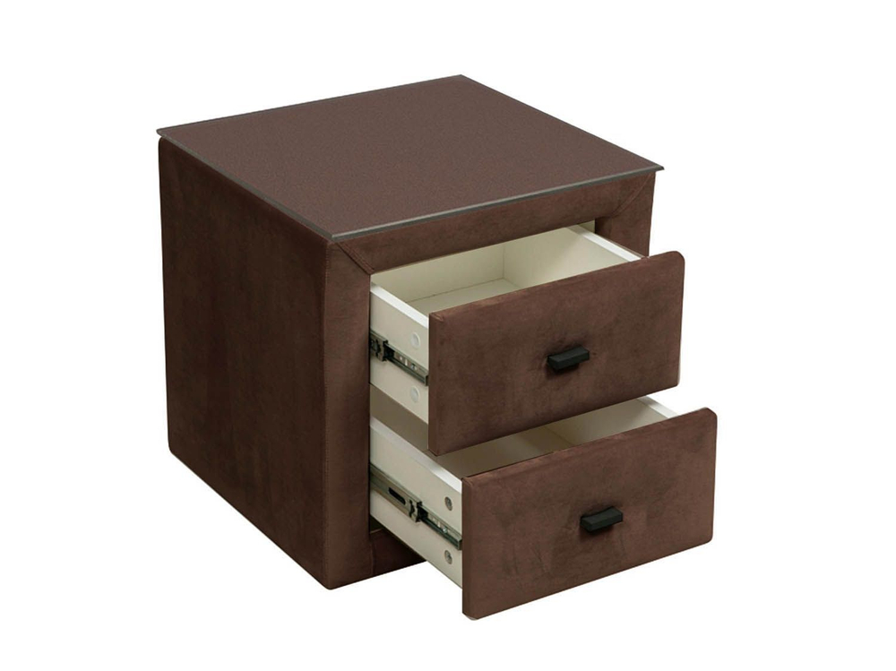 06.34-01 тумба прикроватная со стеклом Гамма велюр шоколад