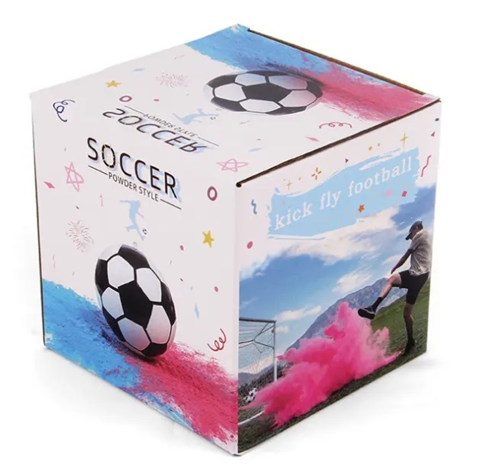 Набор для гендер-пати «Футбольный мяч» с краской Холи розовый/ голубой, 15 см