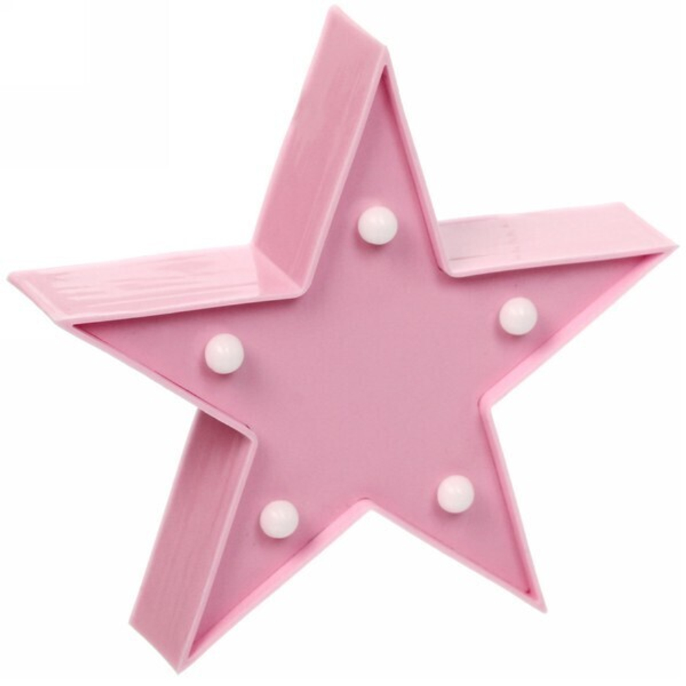Светильник «Disko-Звезда» 16,5см на батарейках, 5 LED ламп, цвет розовый